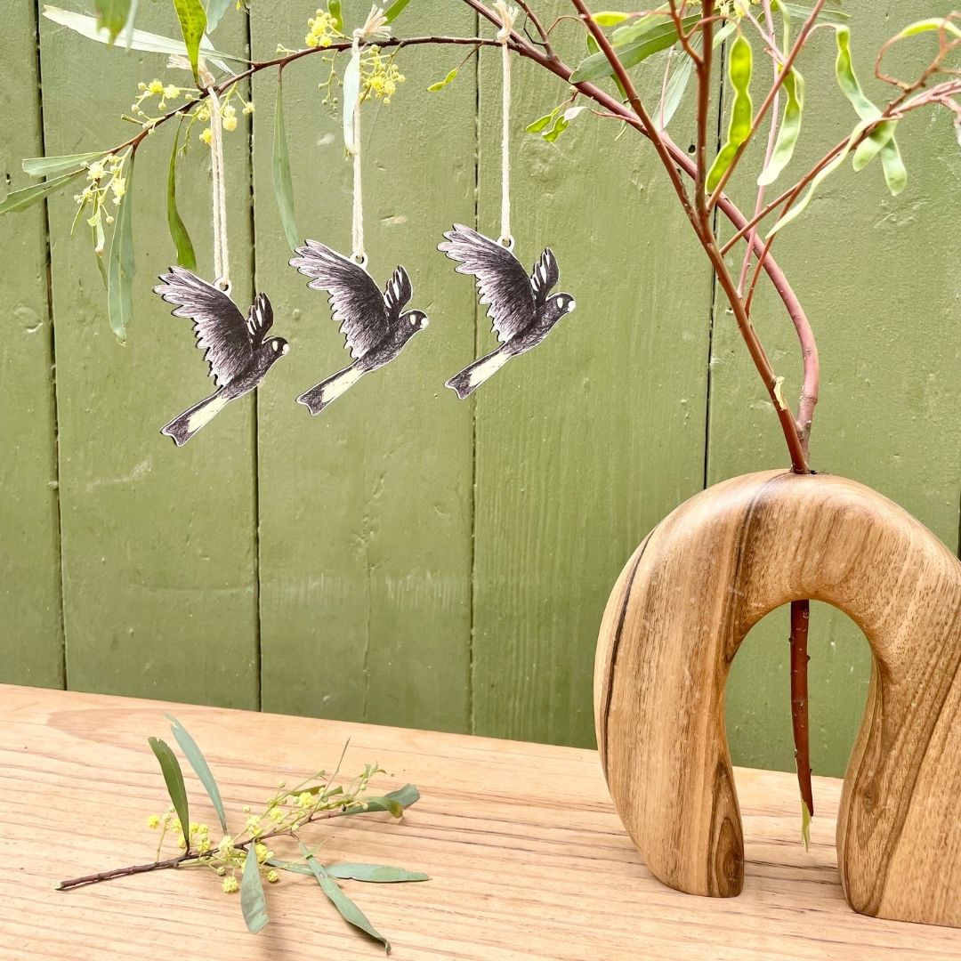 Three Yellow-tailed Black Cockatoo Christmas Ornaments