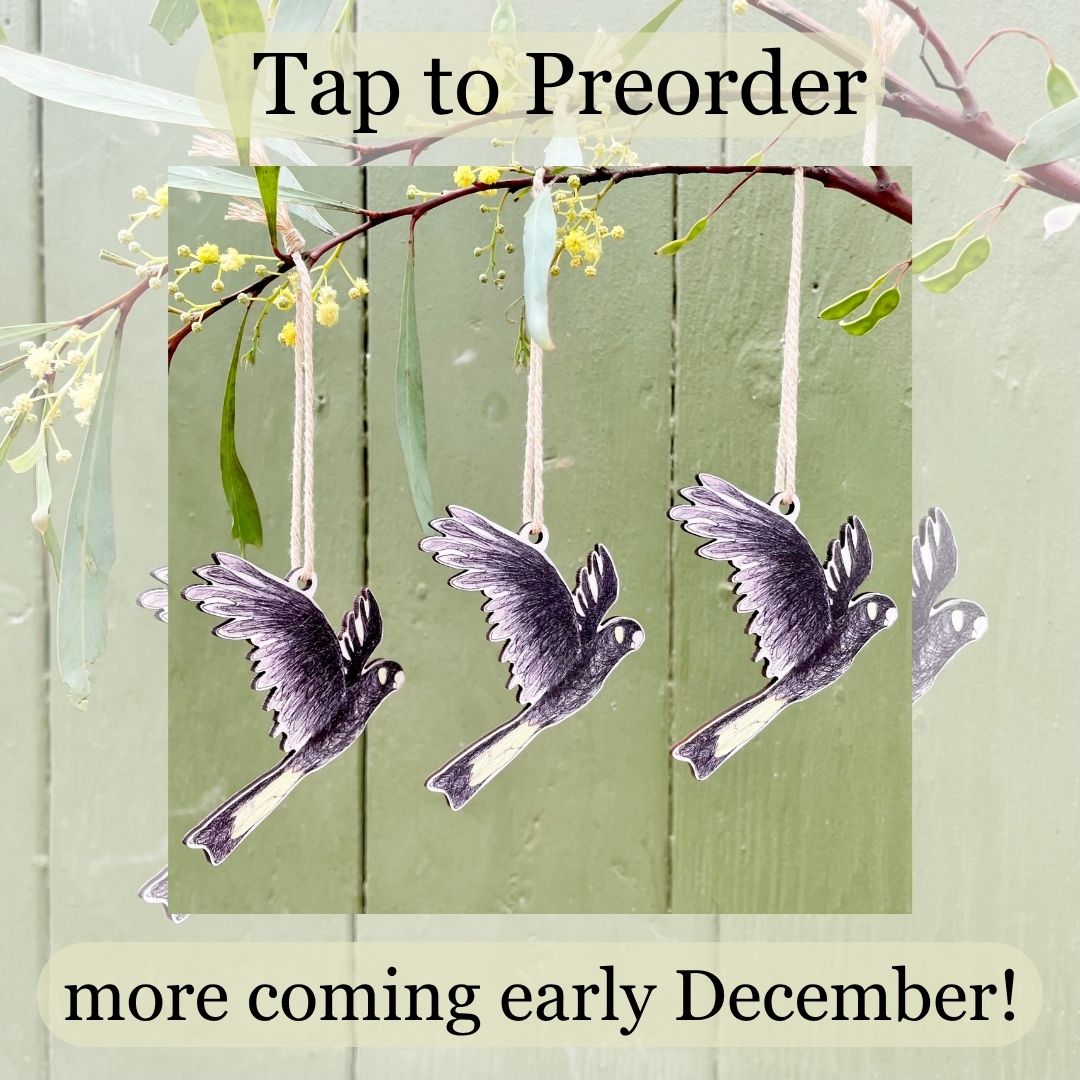 PREORDER NOW: Three Yellow-tailed Black Cockatoo Christmas Ornaments