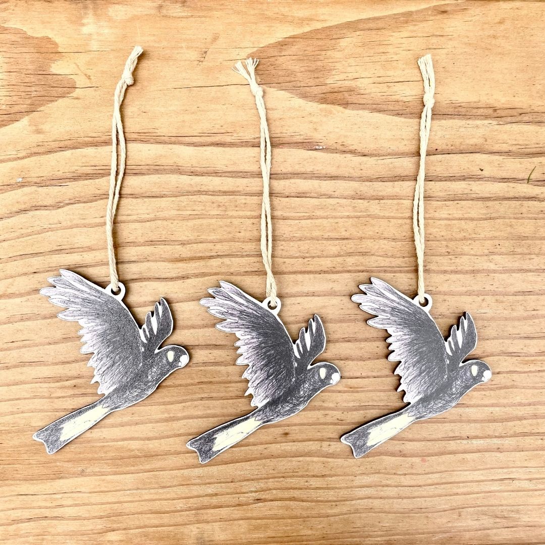 Three Yellow-tailed Black Cockatoo Christmas Ornaments