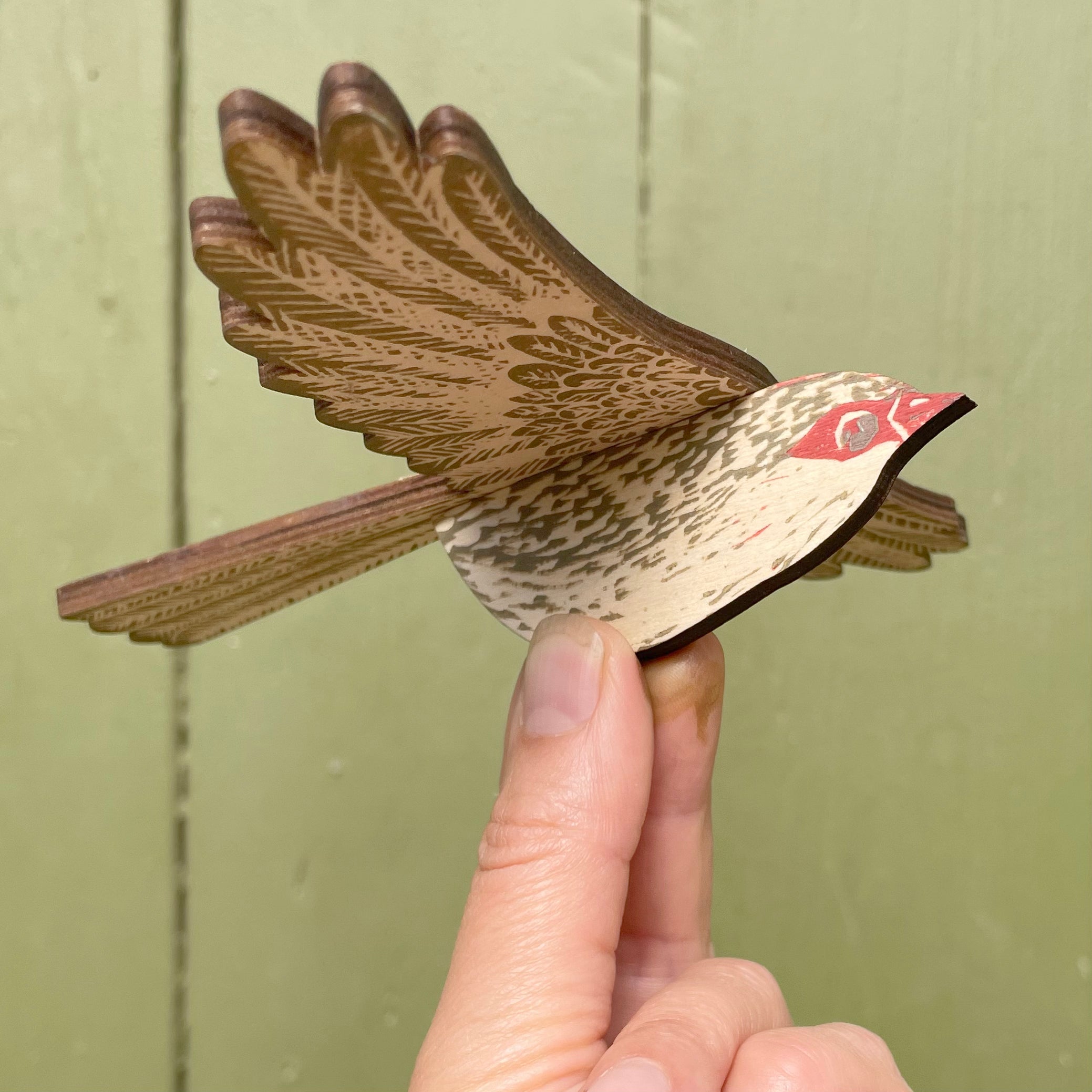 Superb Fairy Wren (female) Hanging Wooden Bird Mobile