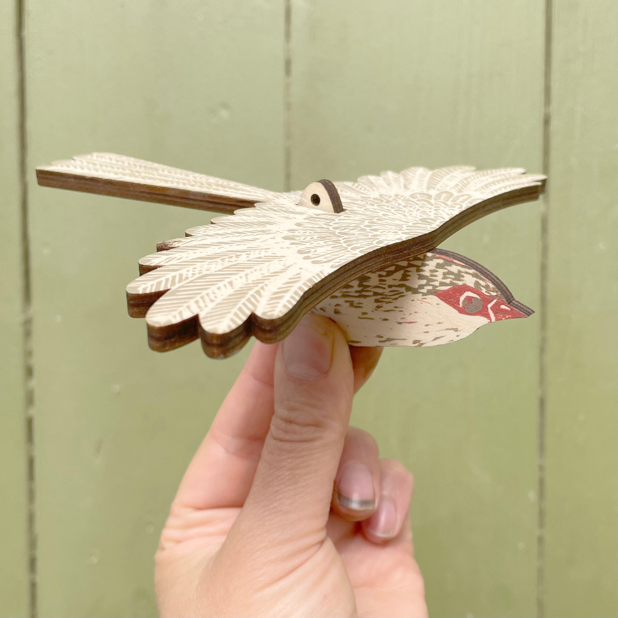 Superb Fairy Wren (female) Hanging Wooden Bird Mobile