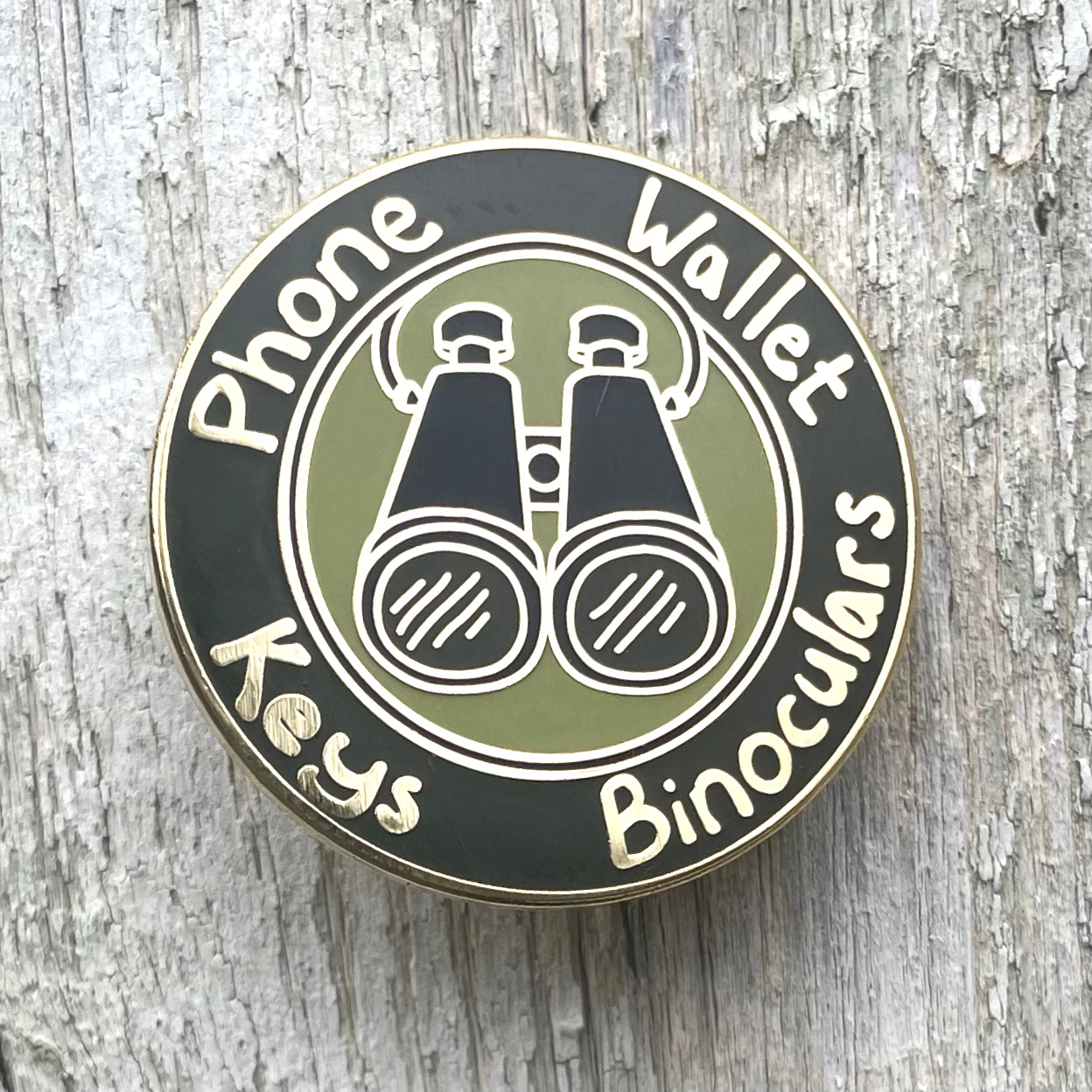 Phone, Wallet, Keys, Binoculars Enamel Pin