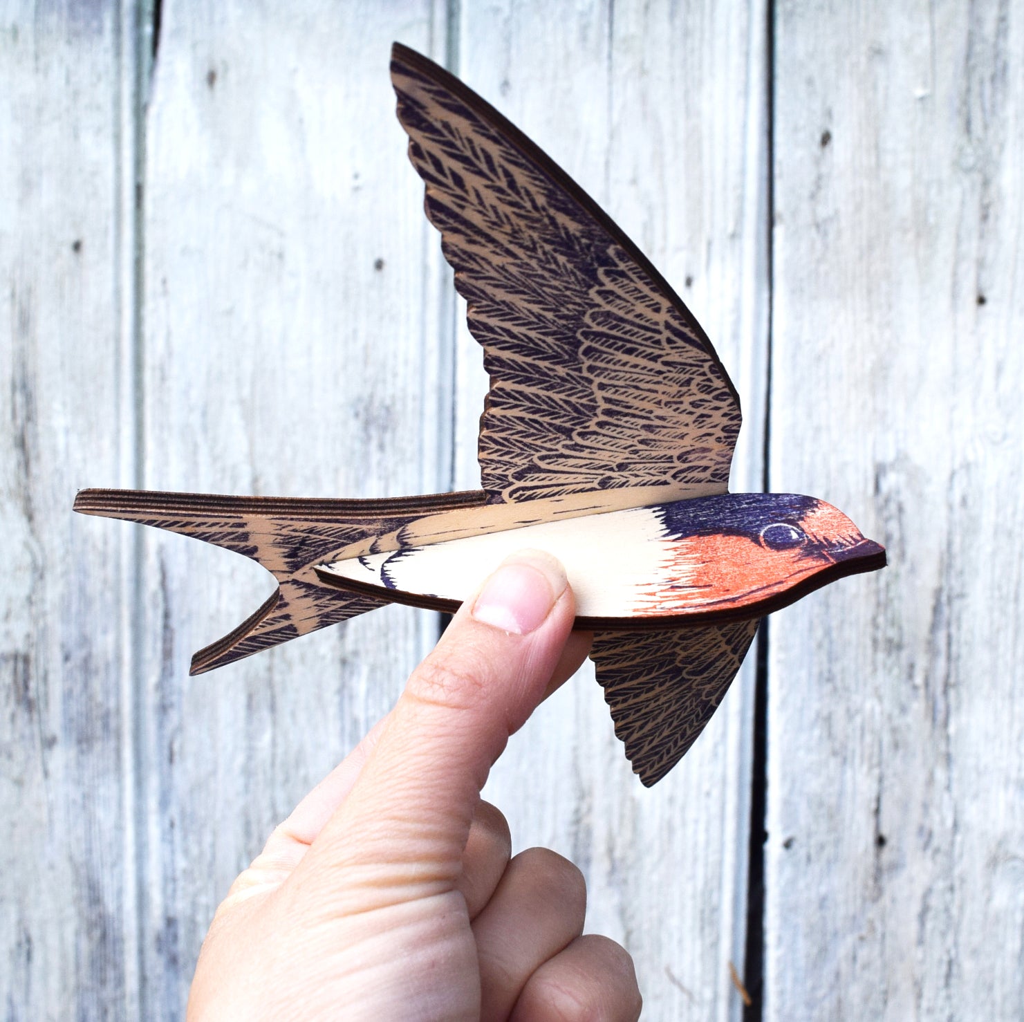 Welcome Swallow Hanging Wooden Bird Mobile