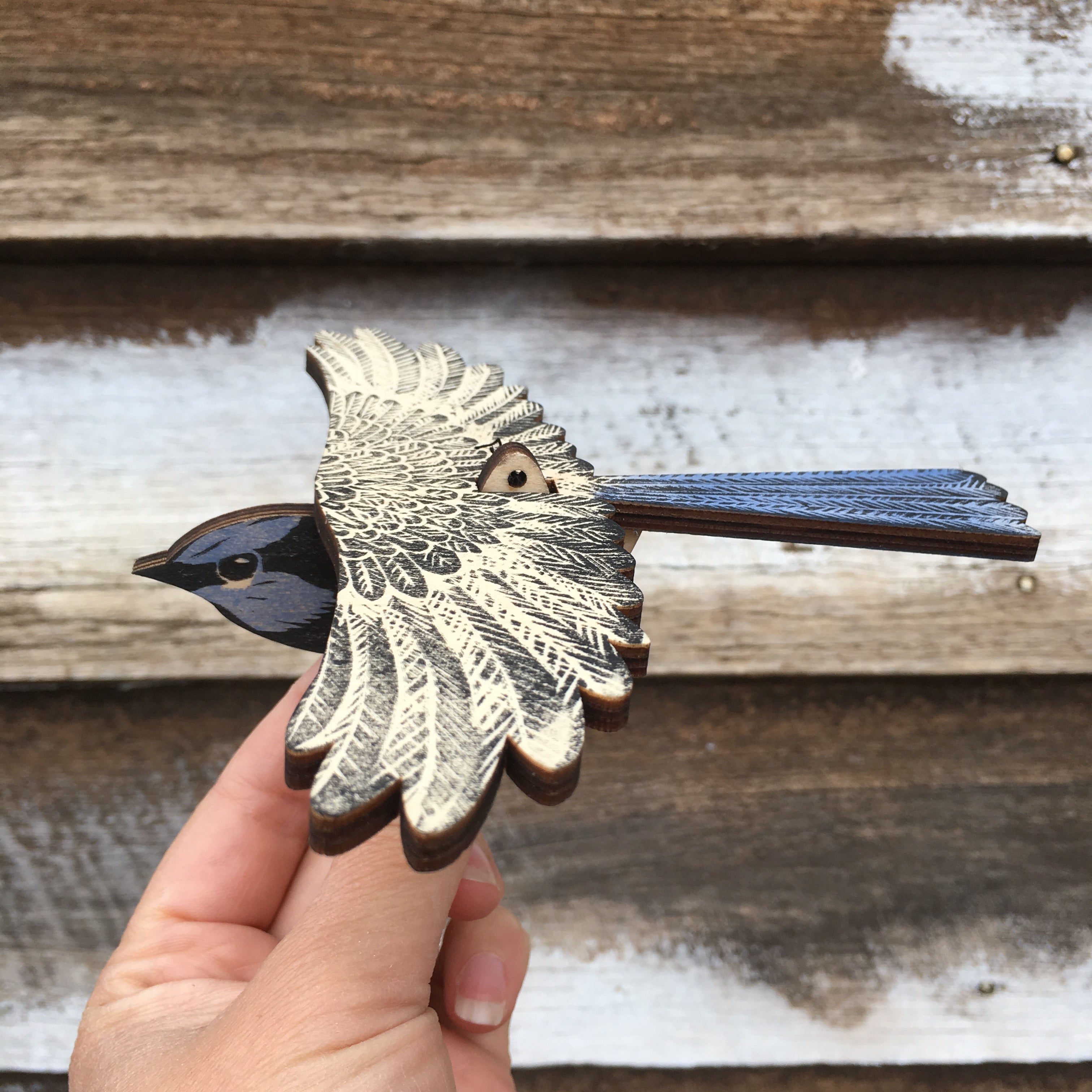 Superb Fairy Wren Hanging Wooden Bird Mobile